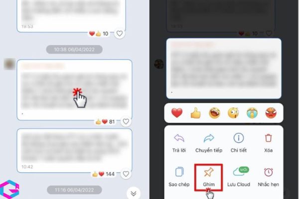 cách ghim tin nhắn trên Zalo