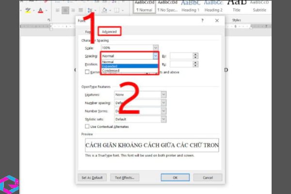 chỉnh khoảng cách chữ trong word