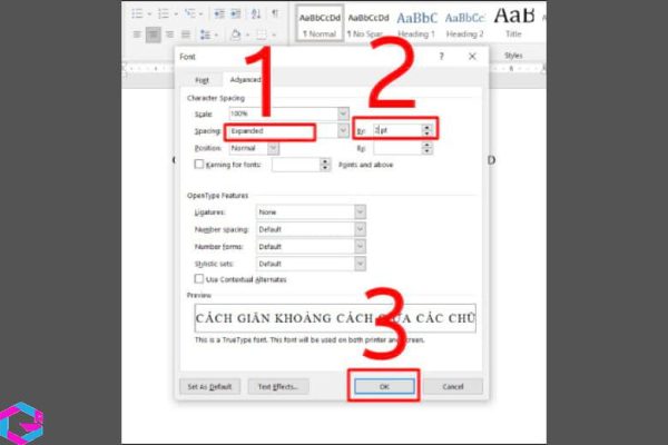 chỉnh khoảng cách chữ trong word