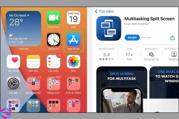 cách chia đôi màn hình iphone